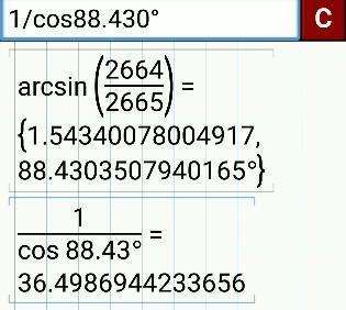 sec[arcsin(2664/2665)],，的值
