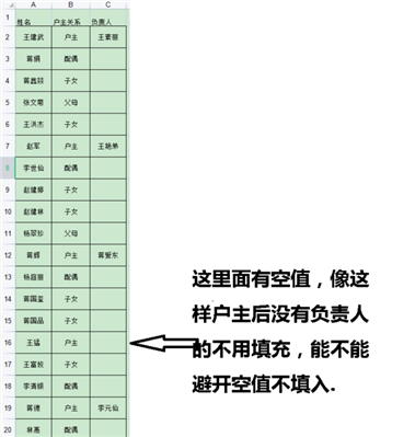 excel表格怎么用公式戶主與戶主之間填充,？