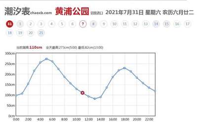 2021年7月25日至7月30日黃浦江水位變化