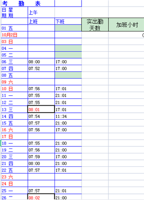 excel函數(shù)計算加班時間