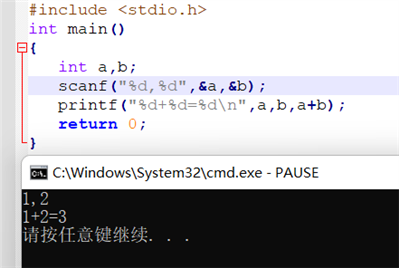 c++已知兩個非負整數A,B，求出A+B的值并輸出這個加法算式,。