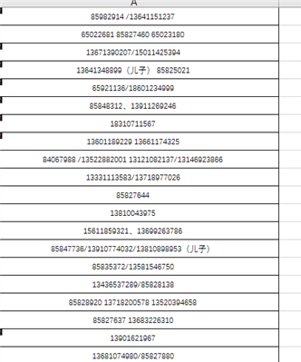 表格里既有座機(jī)也有多個手機(jī)號碼，請教想提取手機(jī)號碼怎么提取,。