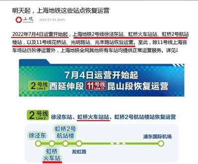 上海地鐵2號線虹橋火車站什么時候恢復運營