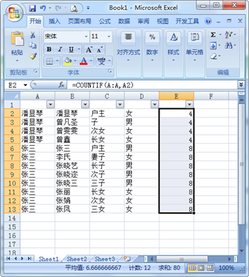 如下圖,，如何將數(shù)字4填充到家庭成員欄中，求公示