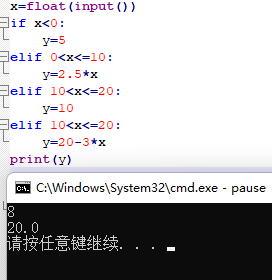 請編程序：根據(jù)以下函數(shù)關(guān)系，對于輸入的每個x值,，計算并輸出對應(yīng)的y值,。Y的值